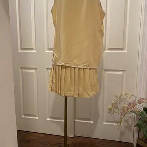 Yellow Pleated Skirt and Blazer Set